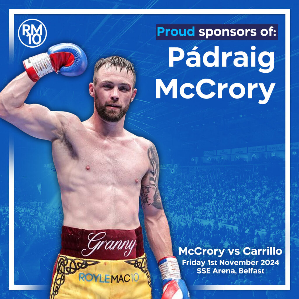 Pádraig McCrory faces Leo Carrillo on November 1st, Roylemac10 are proud to support Padraig